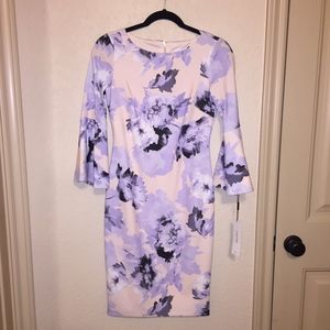 Calvin Klein Pale Pink and Lavender Flower Dress